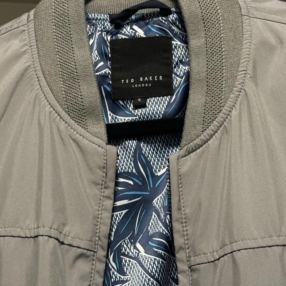 Ted Baker Gray Jacket With Blue Patterned Lining - image 1